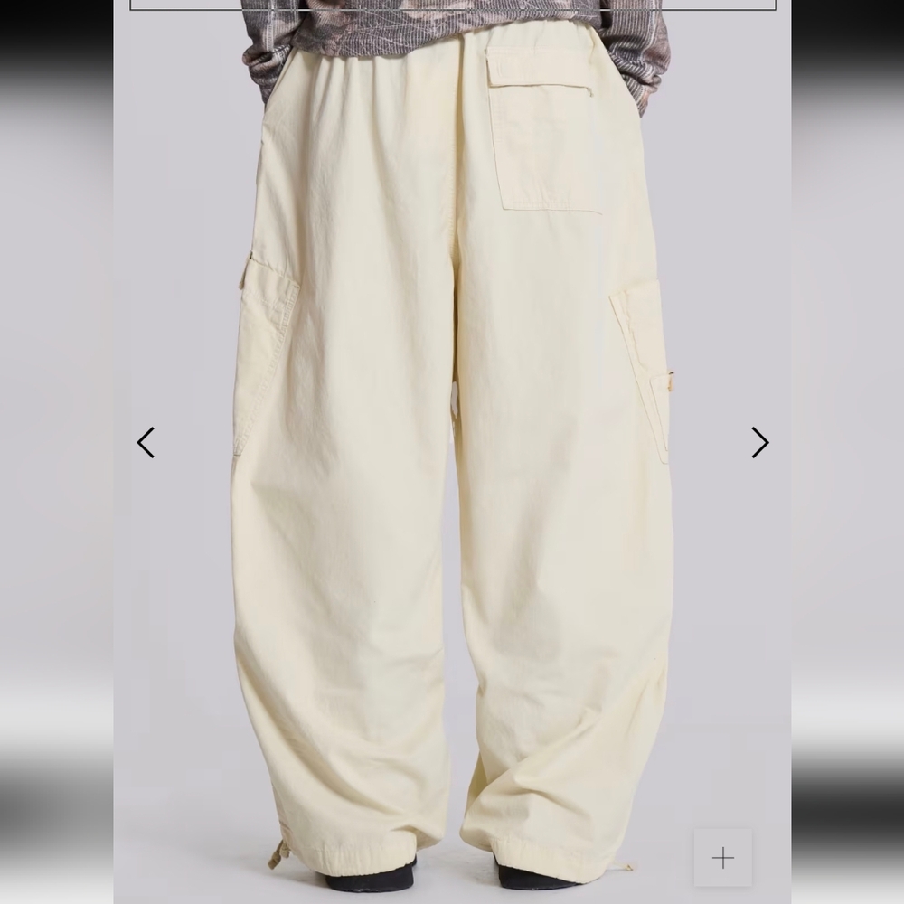 Jaded London Pants Mens S Beige Baggy Utility Cargo Parachute Paratrooper - Picture 8 of 11